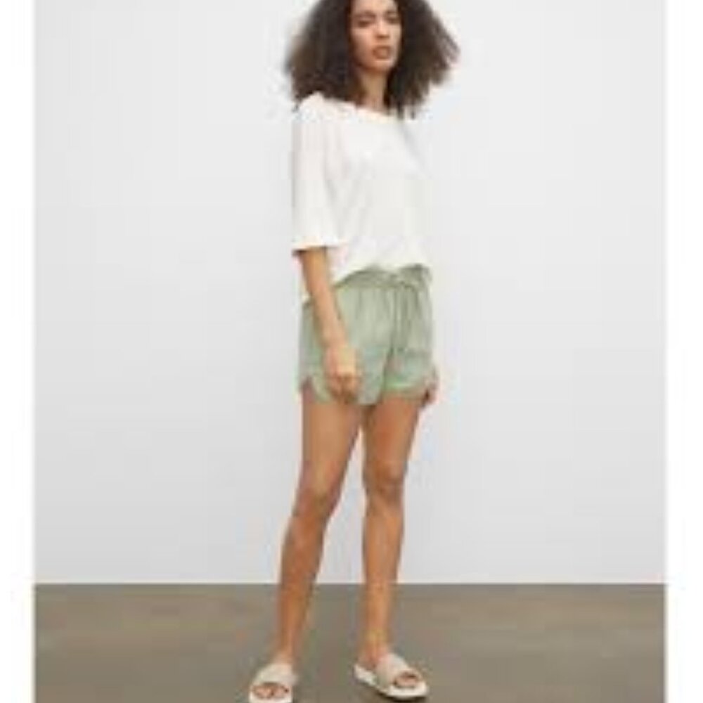 Club Monaco Linen Jog Shorts – Green, Size Small